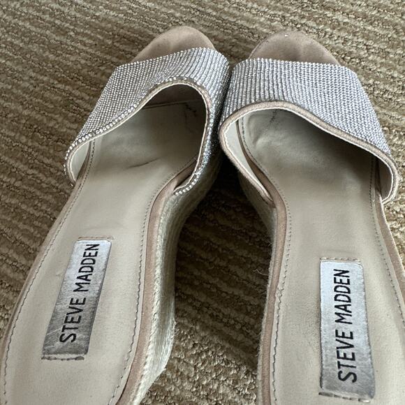 Steve Madden Sanctuary Rhinestones Crystals Bling Slip-On Wedge Sandals size 8 M - Picture 2 of 8